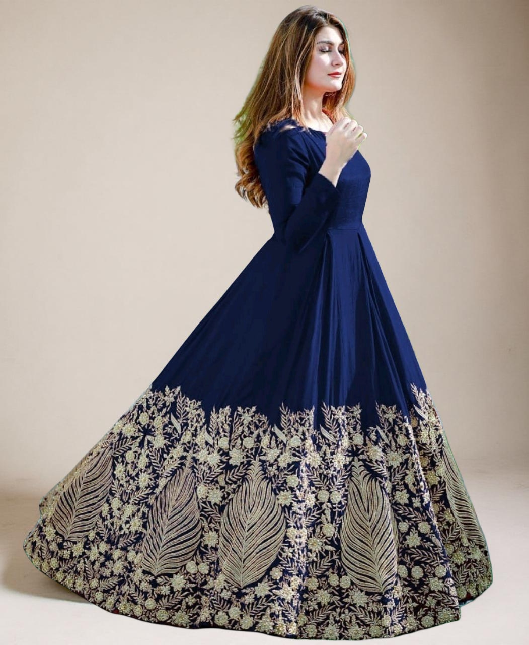 Designer Heavy Embroidered Chiffon Maxi Dress Stitched Ready-to-Wear Wedding Party Wear for Girls & Women - Daraz.pk
