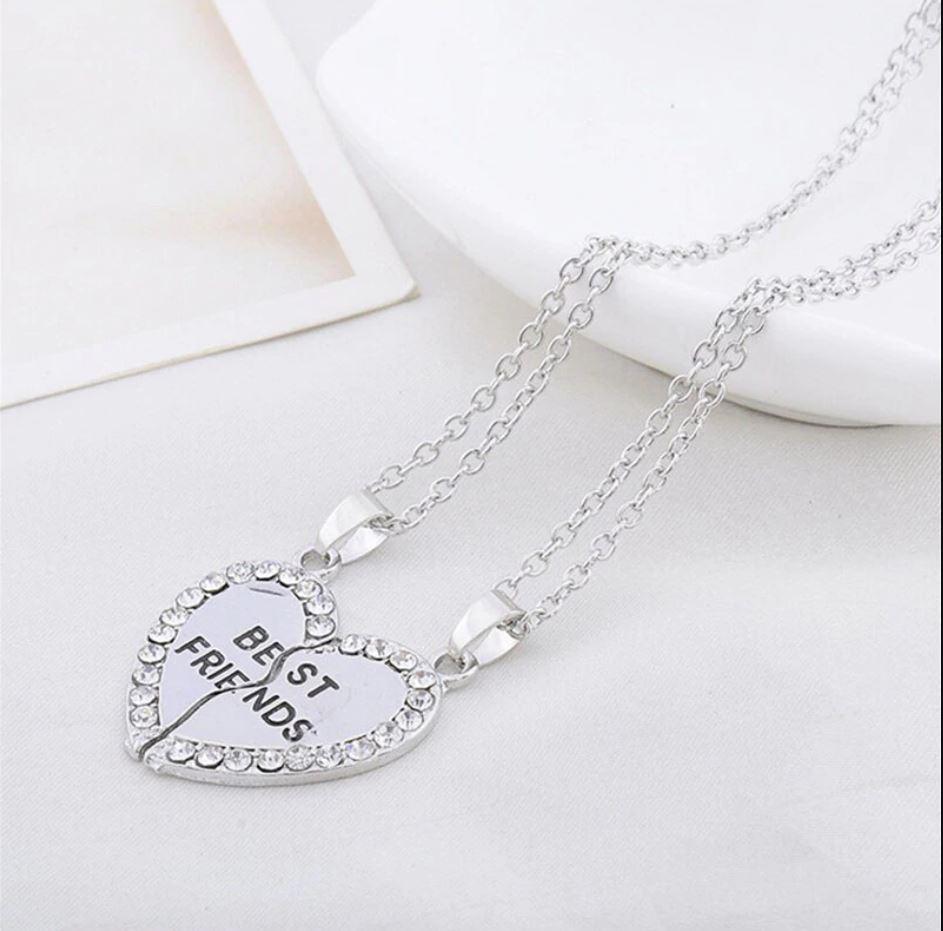 Best Friend Necklace 2 Pieces Stitching Charming Broken Heart-shaped Women's Wholesale Forever Gold Silver Jewelry - PS