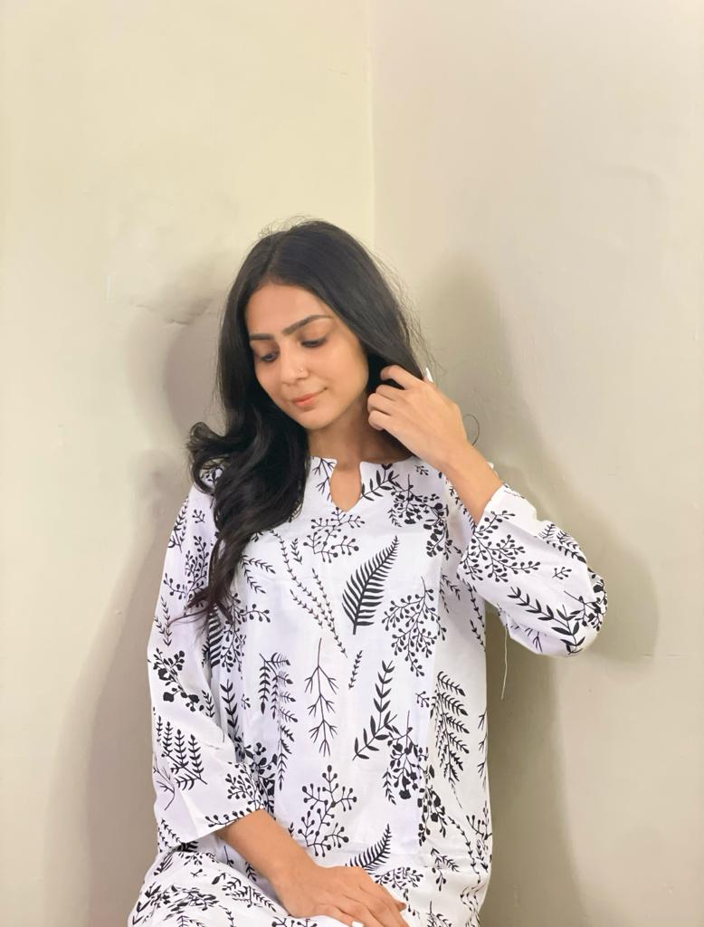 Trendy Stitched Petal Printed 2pc Dress for women and Girls