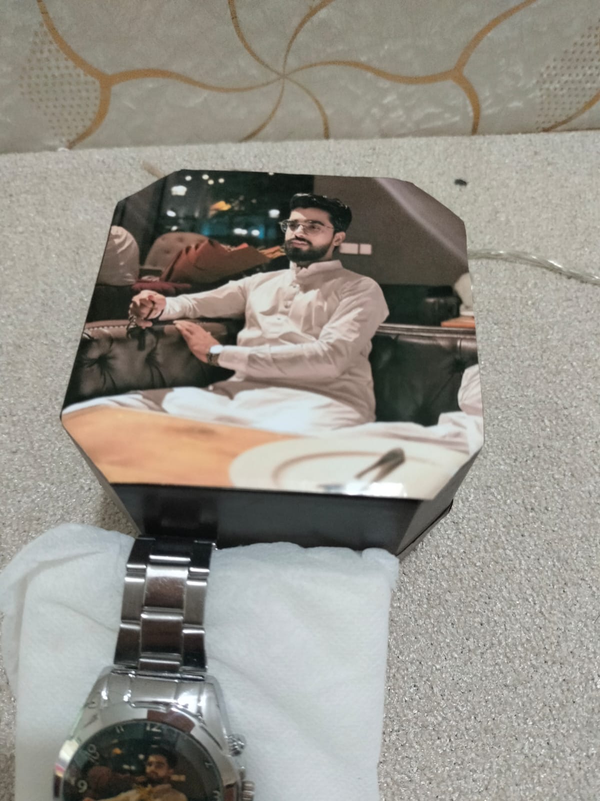 Silver Chain Watch for Boys | Custom Name Personalised Engraved | Premium Gift Box | Analog Wristwatch
