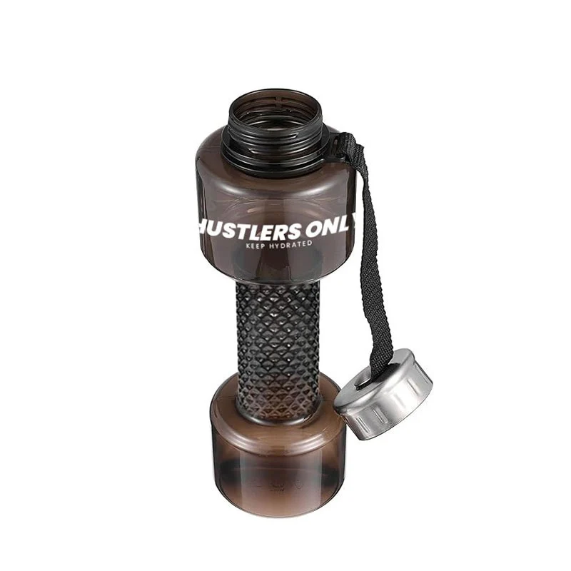 Dumbbell Water Bottle - Black - Multi-Purpose Water Bottle Shaker Bottle, Shaker Bottle Protein, BPA Free Plastic Easy Grip Leak Proof,, bottles for water, bottles for water for girls, bottle, water bottle, water bottle for boys
