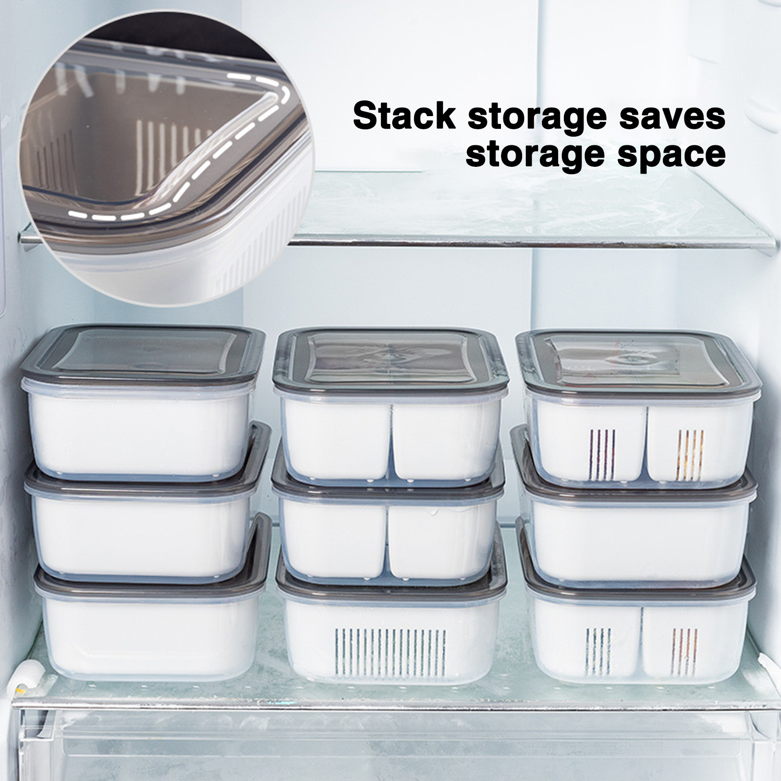 Drain Seal Box Stackable Food Crisper With Lid Multifunctional Refrigerator Organizer Versatile Snack Food Container
