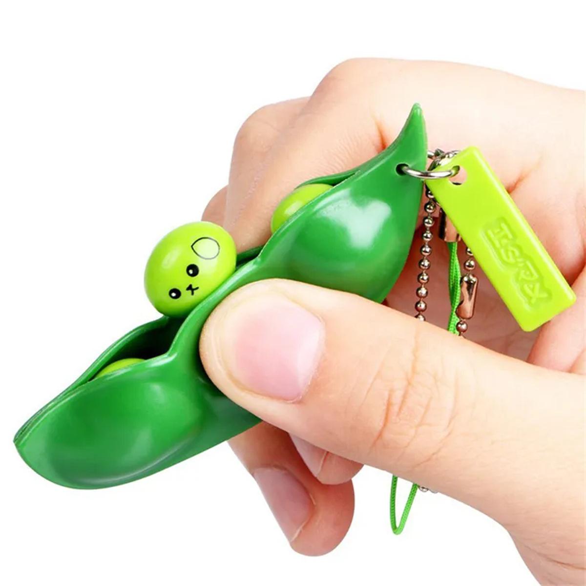 Funny Beans Squishy Squeeze Peas Edc Fidget Toys Pendants Keychain Stress Relief Ball Gadgets Kid Children Novelty Toy Fidget