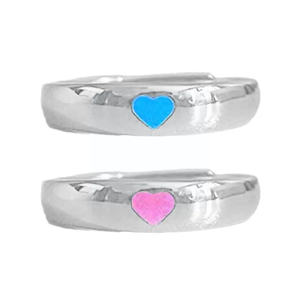 Luminous Glow In Dark Adjustable Love Heart Finger Couples Rings Jewelry Lover Gift