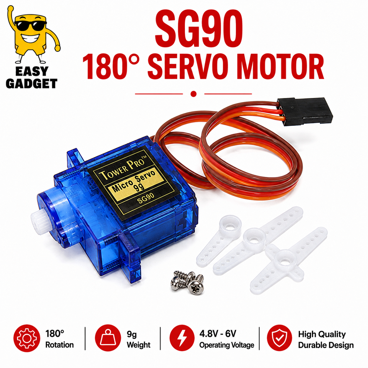 SG90 9G Micro Servo Motor / MG90S Metal Gear Servo Motor 180° | Select Variant | Arduino RC Robot DIY Servo | Easy Gadget