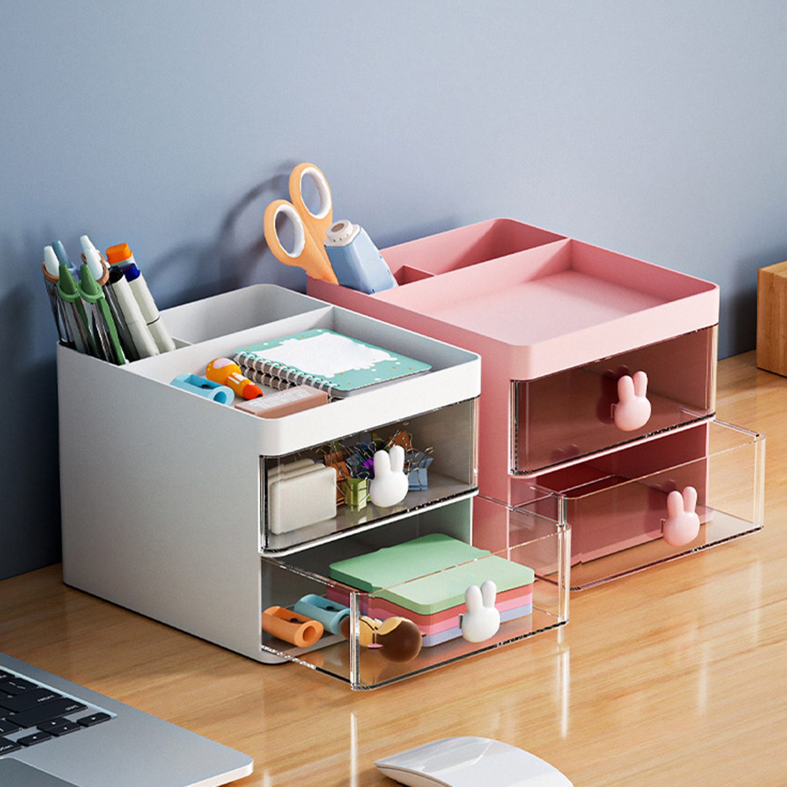 Stationery Container Multifunctional Desk Cosmetics Toiletry Organizer With Drawer