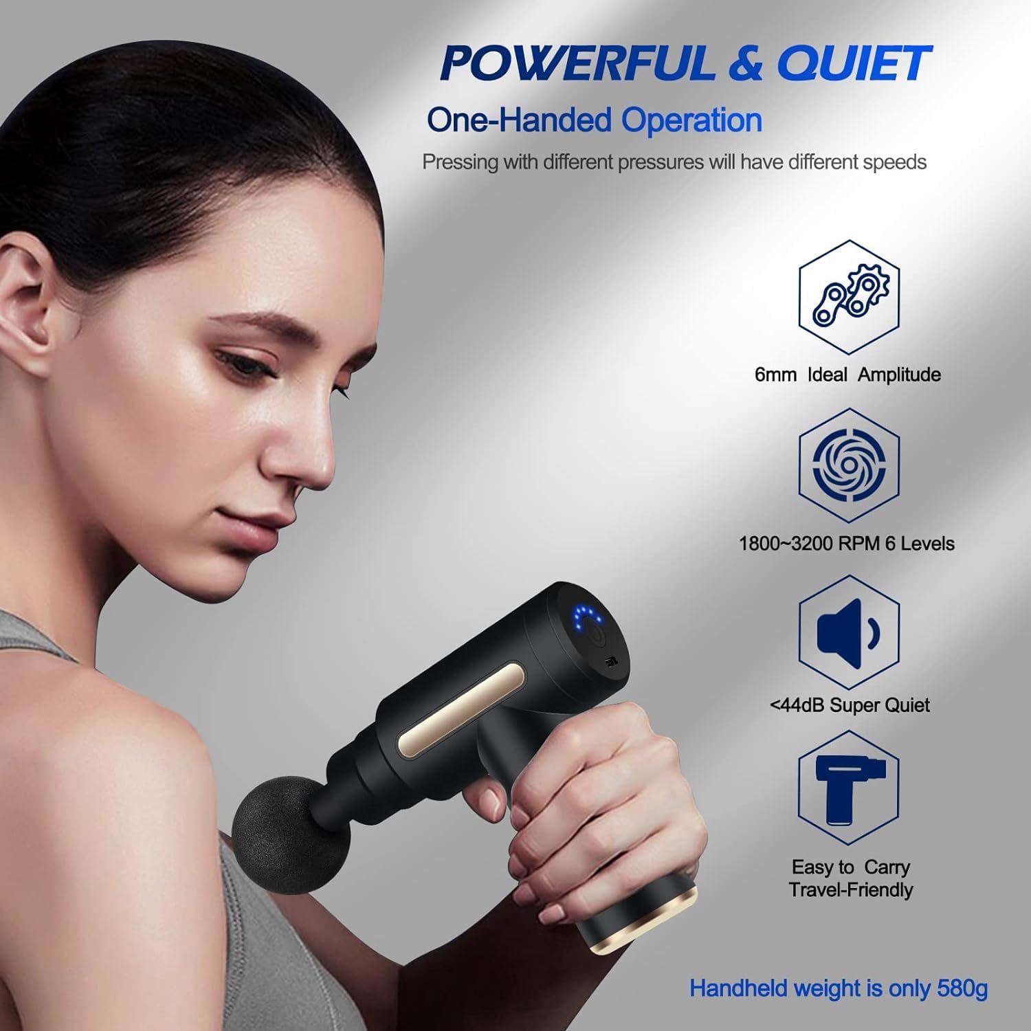 Massage Gun Small Travel Tool Massage Gun Deep Tissue Percussion Handheld Portable Muscle Massager Tool for Full Body Pain Relief