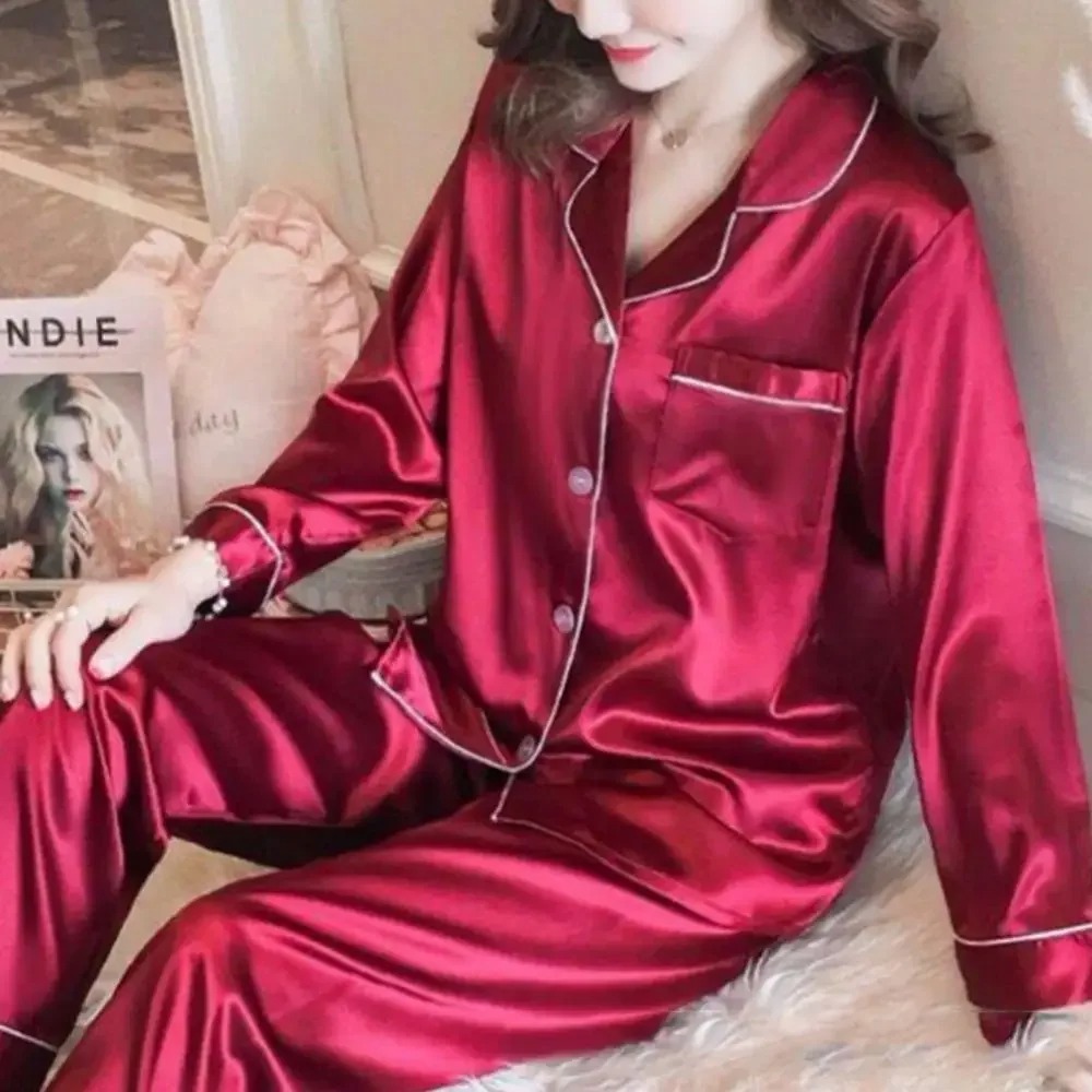 Night Wear for Women Nighty Soft Silk Satin stuff Night suit for girls and women, 2PC Bridal wear Sleeping Dress Girls Sleepwear Loungewear Sleeping Suit lingerie shirt and Pajama ,Night Dress for girls and women