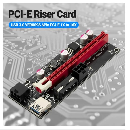 GPU PCIE Riser 1X to 16X PC Graphics Extension Powered Riser Adapter Card for Computer with USB 3.0 Cable & 6 PIN Power Cable for GPU Mining External Image Card Expension pcie slot (G Store) GPU riser for PC computer