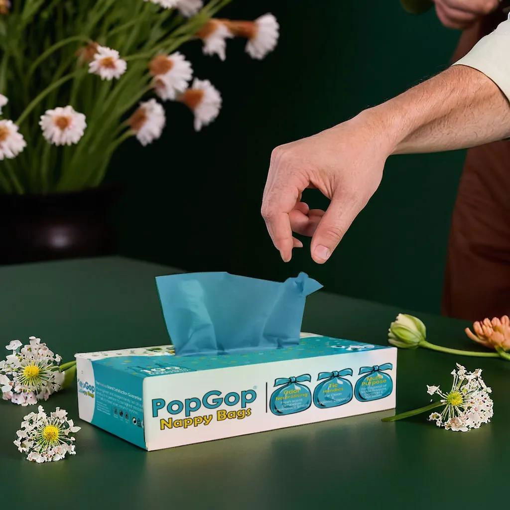 PopGop Biodegradable Nappy/Diaper Disposal Bags – 100 Pcs, Scented, Baby Diaper Bin Bags
