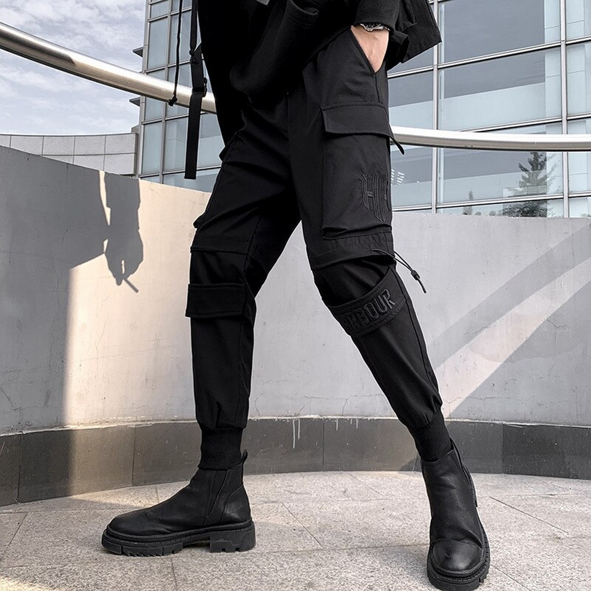 Black Cargo Pants Joggers Men Harajuku 