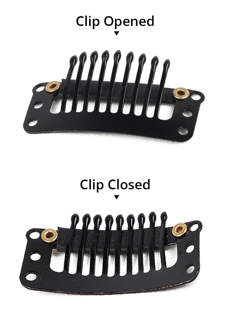 Wig Clips 10 Pcs/set Black Hair Extension Clip U Shape Weave Toupee Wig 6 Teeth Snap-comb Clips Styling Tools 32mm 4 Color Hat Fixing Tool