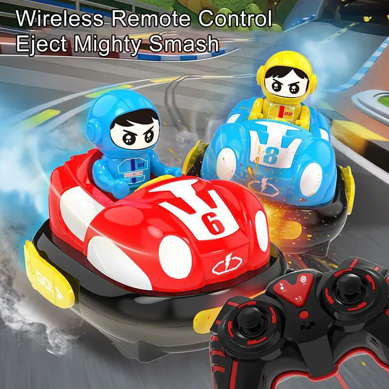 Remote Control Bumper Car Cardin Double Battle Racing Car Bumper Car with 6 Channels Off-Road Electric Toy 2 Player Rc 2.4GHz Small Battle Vehicle With Mist Spray  Parent Child Toy Cartoon Children Playing RC Toys for Boys Girls Birthday Gifts