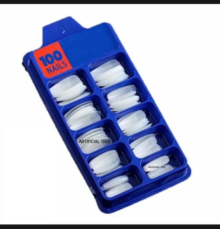 100PCS TRANSPARENT NAILS FOR GIRLS WITH GLUE Daraz.pk