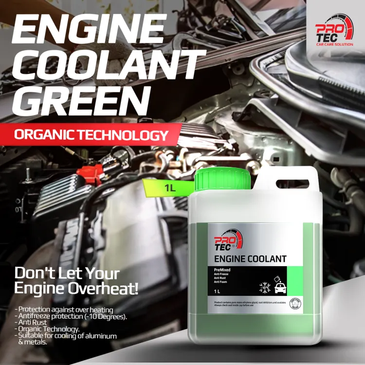 PROTEC Engine Coolant Green 1 Litre | Pre Mixed | Anti Freeze (-10 deg C) |  Anti Rust | Anti Foam
