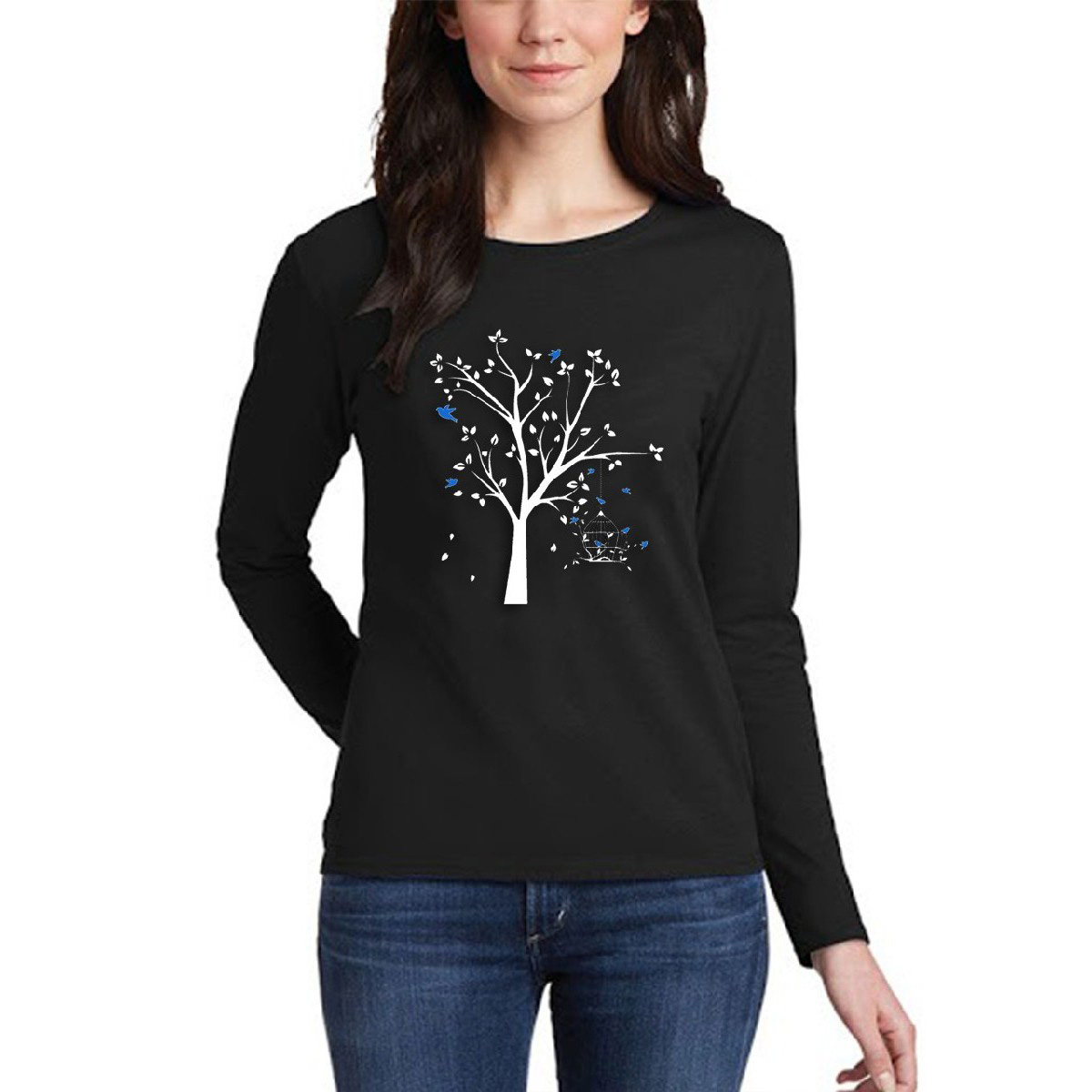 Printed Round Neck Full Sleeves Jersey Fabric Casual Summer T Shirts Top For Girls Women and Ladies Trendy Comfortable Everyday Wear
