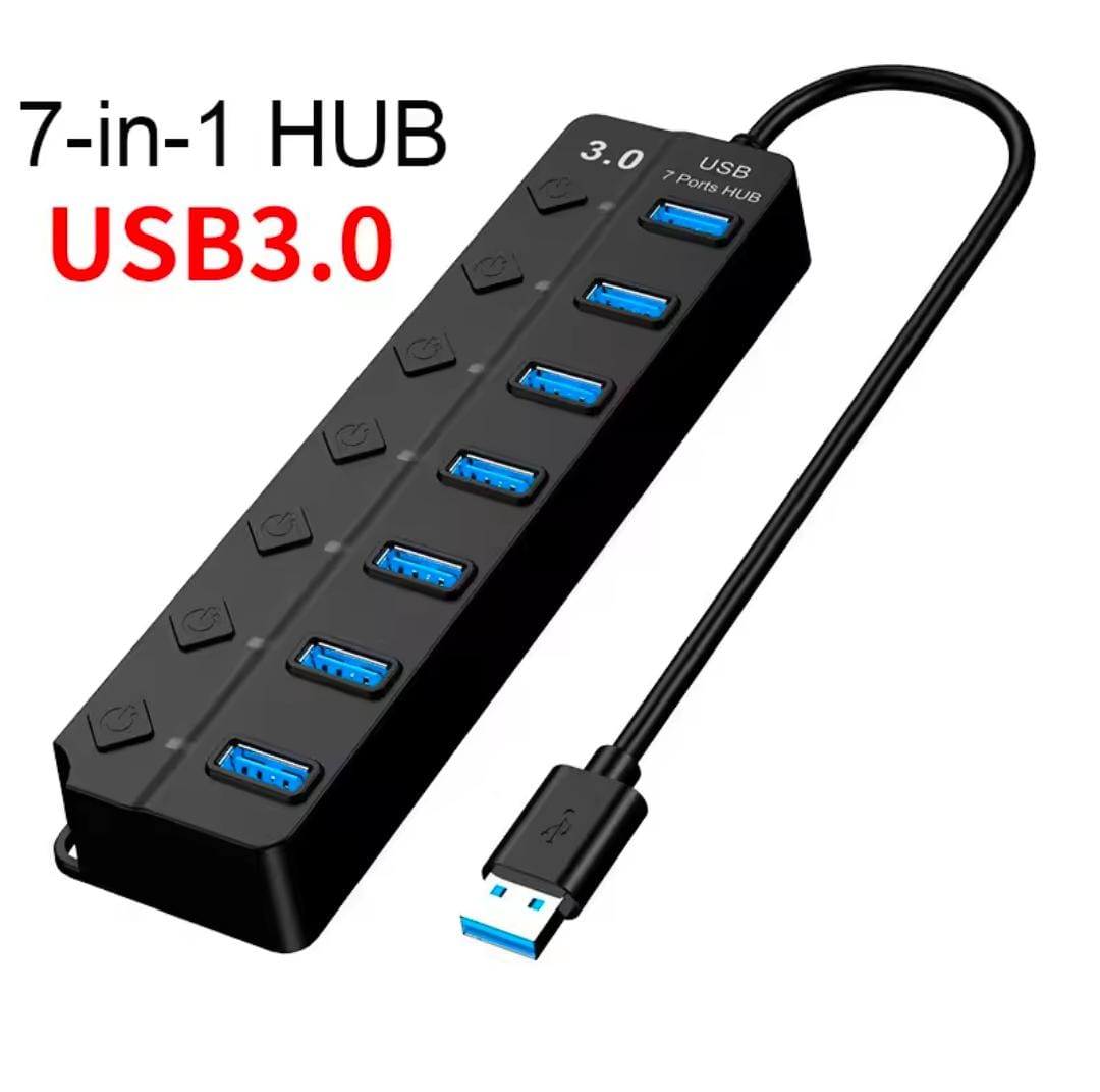 4 / 7 Port USB 3.0 Hub Multi Splitter Charger Power Adapter Multiple Expander Hubs With Switch For Laptop