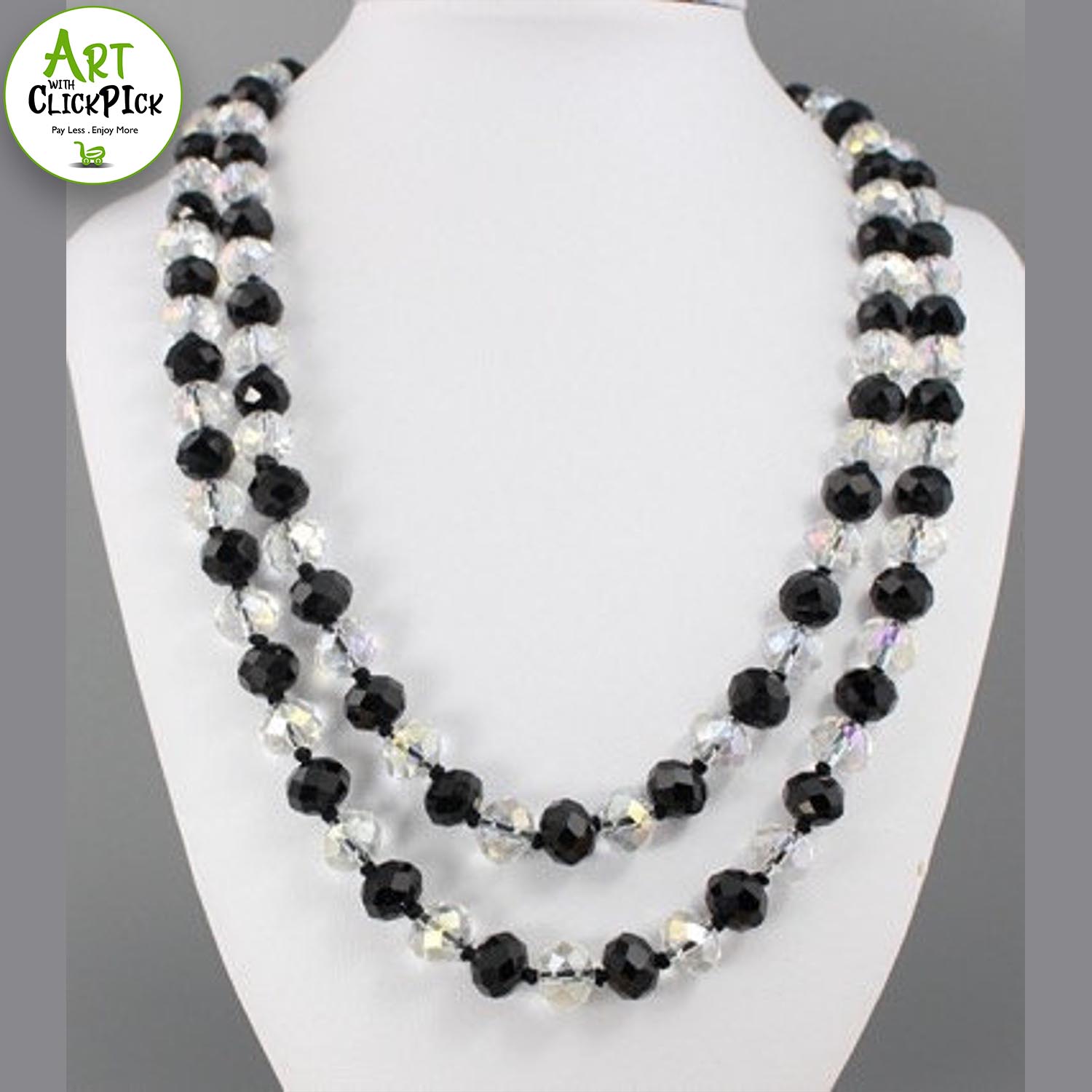 Crystal / Square glass beads (Black/White) | For Jewelry Bracelets and Clothing size 8mm,10mm