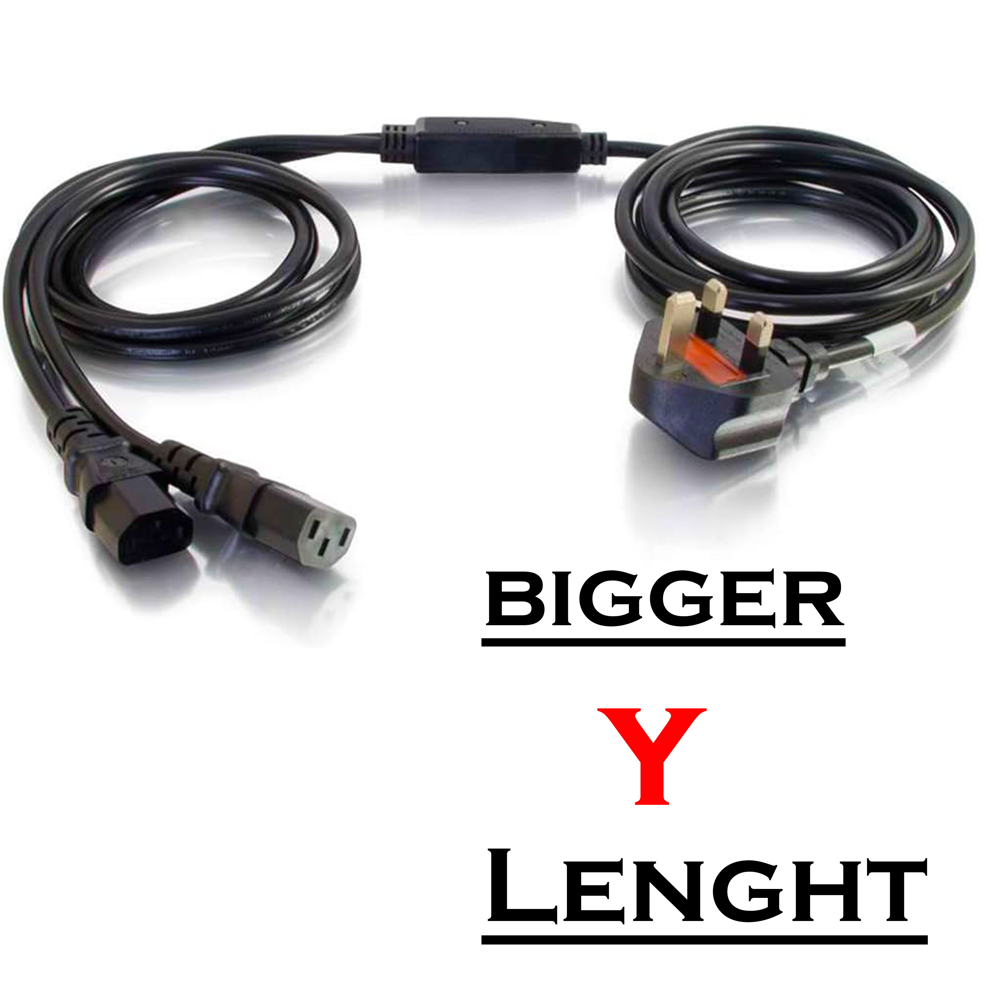 Y Shape Power Cable 2 in 1 for PC and Workstations -  High Quality Y Power Cord Power Splitter Cable for Computers and Monitors - 2 in 1 Power Cable for Computer 100% Pure Copper Cable - Power Cord Cable 2 in 1