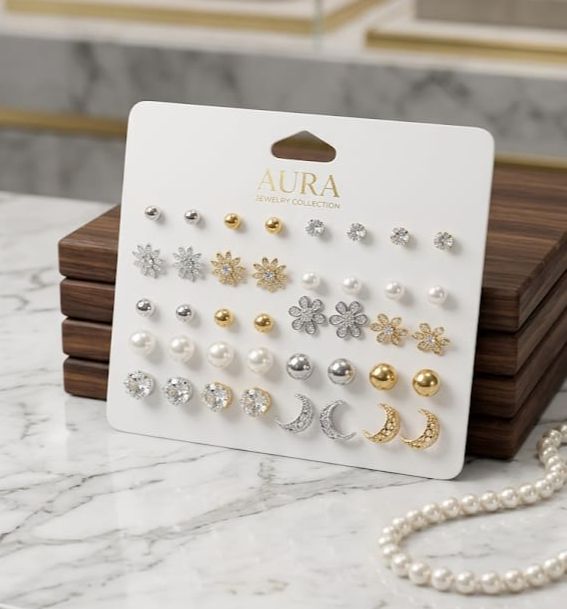 Pack Of 12 - Earrings Tops Fashion Women trendy stylish girls EarringE-5642