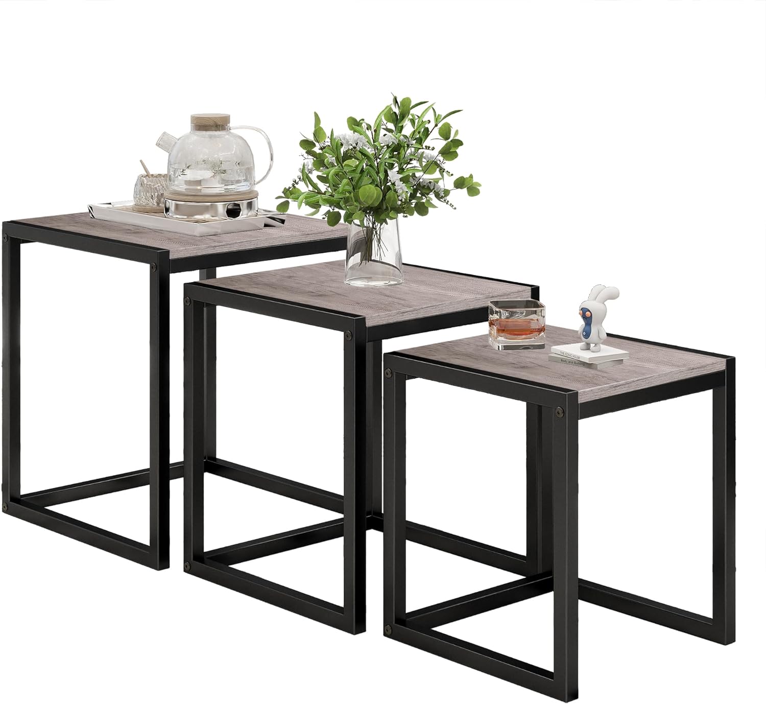 nesting table side table for living room wooden marble texture powder ...
