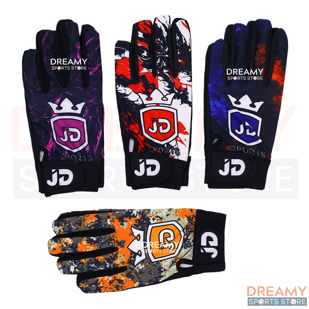 JD Sports Full Finger Sublimation Gloves for Men & Women | Non-Slip, Breathable, Shockproof | Comfortable Cricket Batting Gloves | Ideal for Cycling, Biking, Gym, Fitness & Outdoor Sports | Multicolor Designs