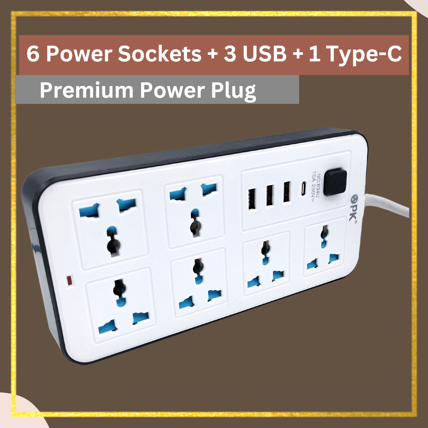 OPK Smart Universal Extension Board Multi Power Plug With 6 Power