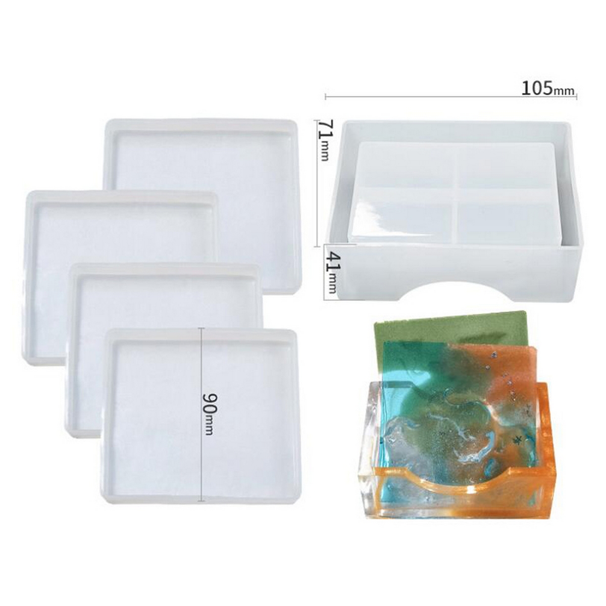 5pcs Coaster Mold With Storage Box Kit Epoxy 【2021最新作】