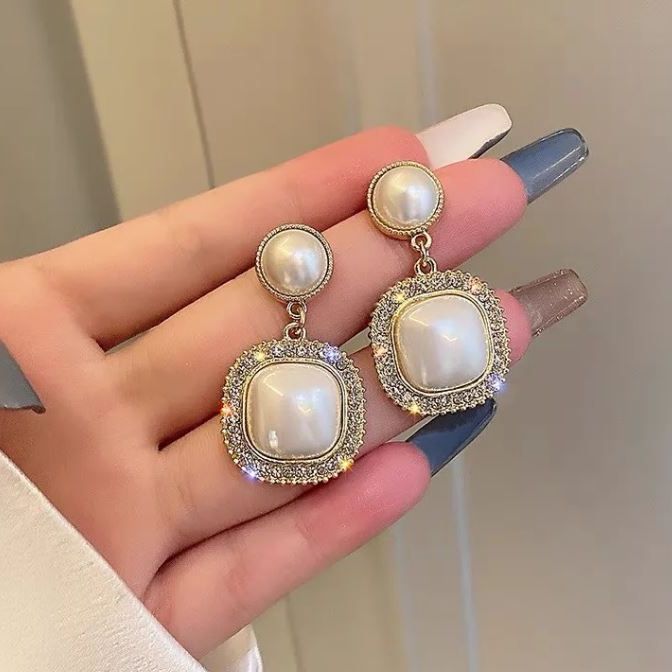 New Exquisite Classic Imitation Pearl Long Tassel Earrings For Women Trendy Crystal Drop Pendant Earring Party Jewelry Gift
