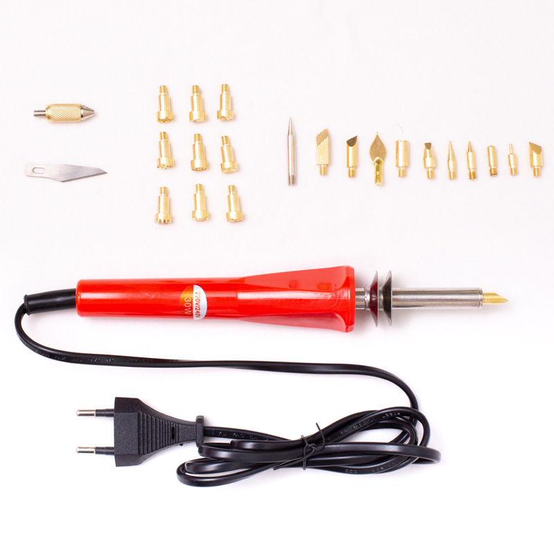 30W 28pcs Electric Soldering Iron 30W Engraving Electronic Repair Weld Iron for Wood Grain Branding Leather Tools Woodburning