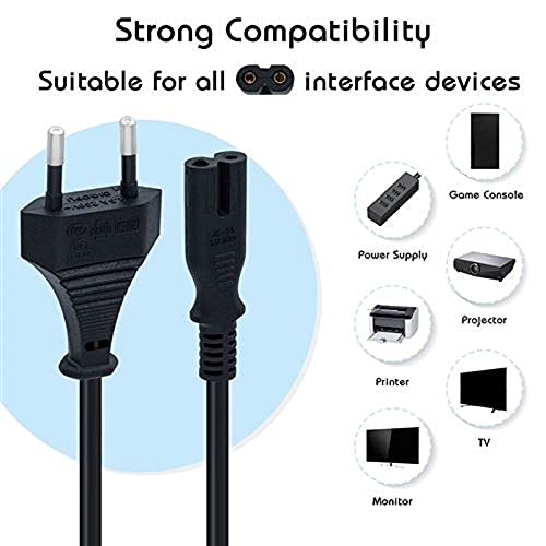 2 Pin AC Power Cable Cord for Laptop/ Adapter/LED TV, Printer ,PC Notebook Computer, Play Station,Tape Recorder, Camera black ( 100% branded ) black 1.2 meter