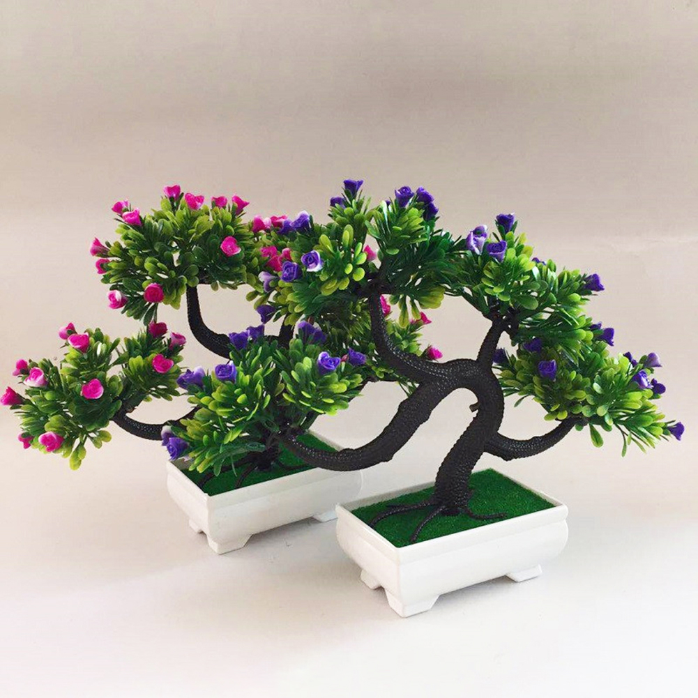 Artificial Flower Fence Potted Bonsai Party Home Hotel Desktop