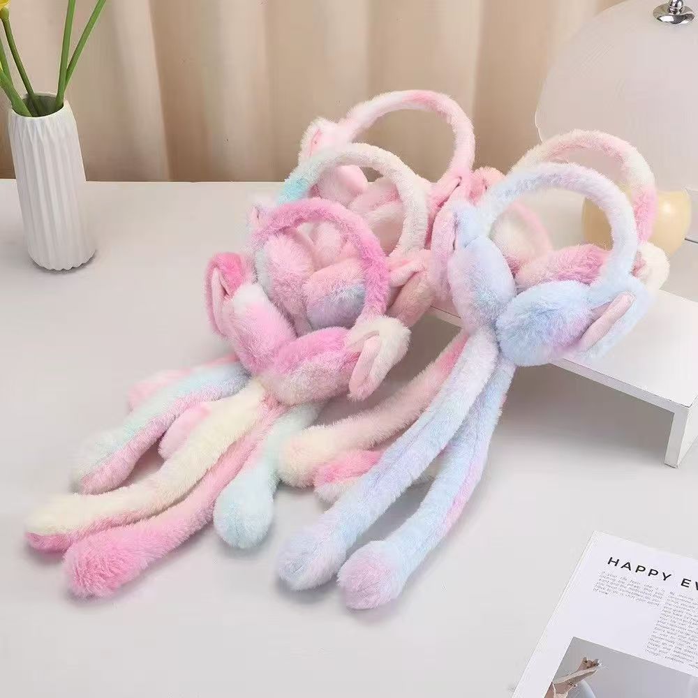Kids Winter Earmuffs With Moving Rabbit Ear Cover for Women Girls Woolen Plush Casual Ear Warmer Fashion Accessories Windproof Ear Muff Rabbit Ear Muffs for Kids – Cute Warm Winter Earmuffs with Pneumatic Movement | Soft Plush Thermal Ear Covers for Boys