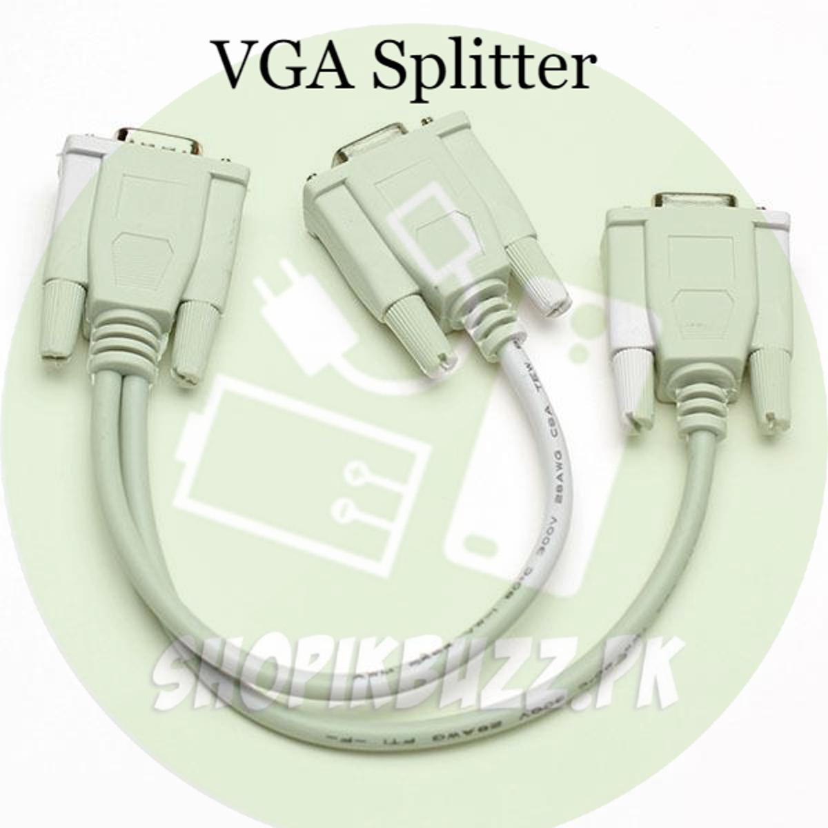 VGA Splitter Cable 1 Computer to Dual 2 Monitor Adapter Y Splitter VGA Cable Male to Female| 24-7 STORE
