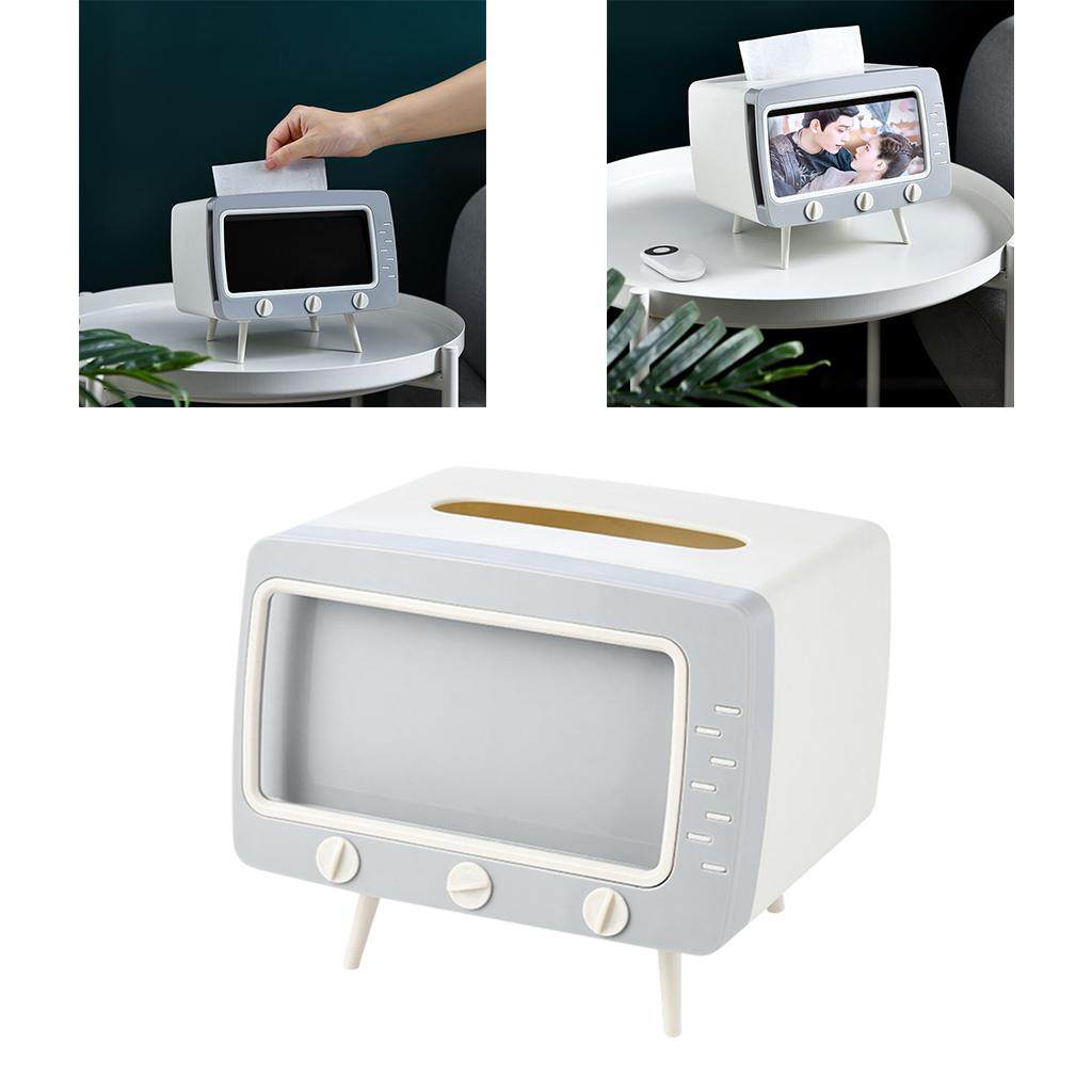 Tv Tissue Box + Mobile Phone Stand Desktop Tissue Napkin Holder Case