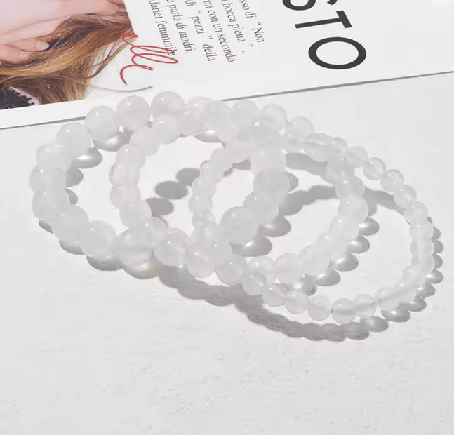 Gypsum Stone Bracelet White Selenite Bracelets For Women Men 6 8 10 MM Beads Bracelet Stretch Bracelet Jewelry