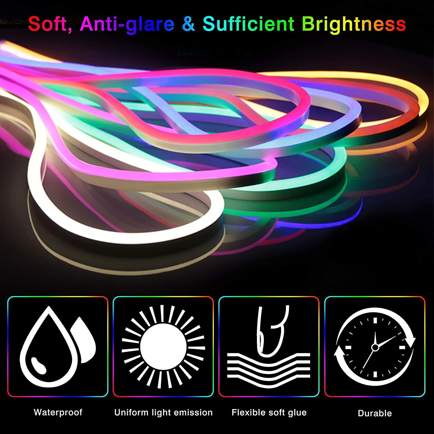 Neon Lights For Room - Led Strip Light - 1 Meter Lights For Gaming Room - Lights For Mirror - Night Light - Lights For Room Decoration - Flexible Neon Light