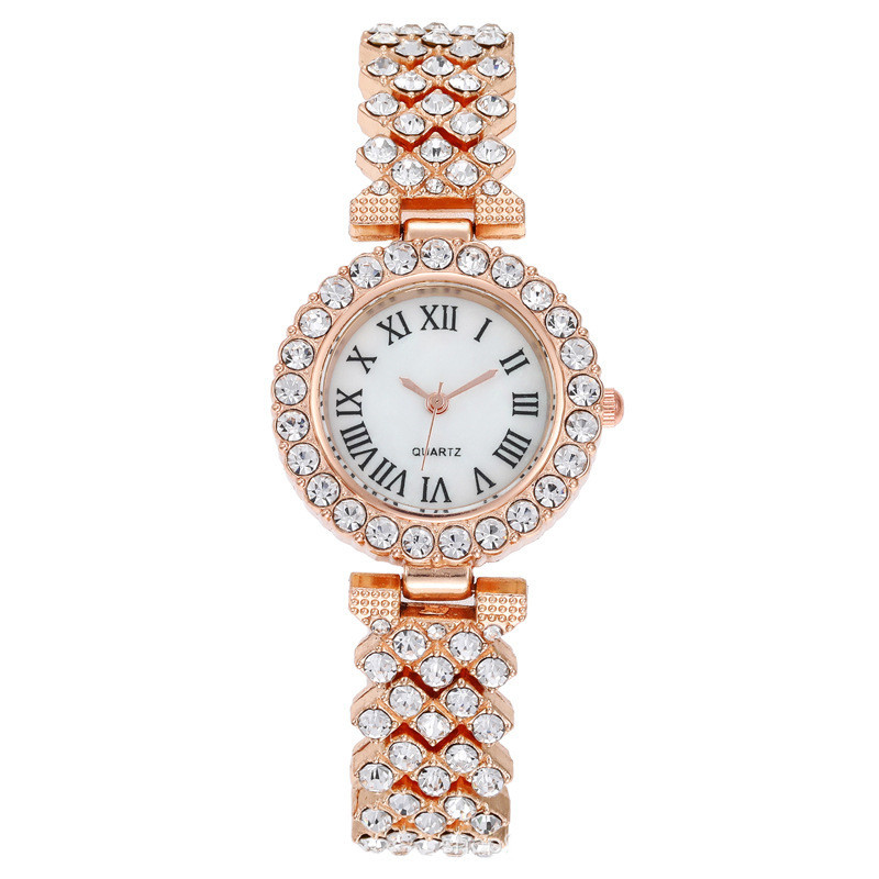 Full Rhinestone Steel Belt Ladies Watch Roman Face Stars Temperament