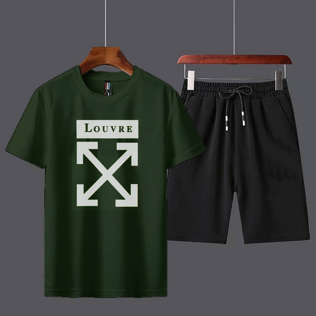 Arrivals_Louver_Printed Tracksuit Cotton Fabric T-Shirt & Shorts for Men Casual Summer Elegant Suits gym_Track Suit Printed tshirts+short