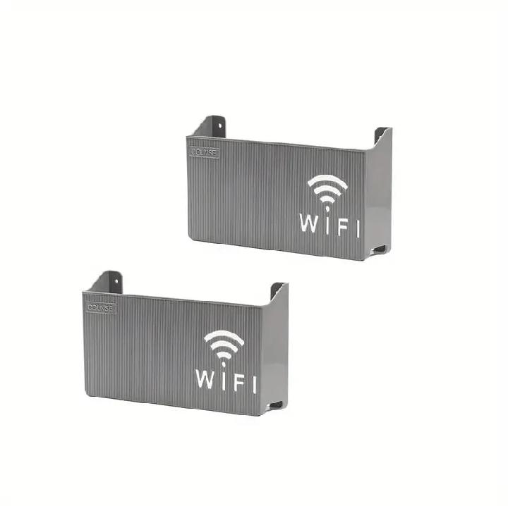 Wireless Wifi Router Shelf, Wall-mounted Cable Power Bracket Organizer, Router Wall Hanging Rack, Game Console Box, Self Adhesive Storage Rack, ABS Cable Organizer Box, Socket Power Cord Storage Shelf, Home Office Wall Organizer Management