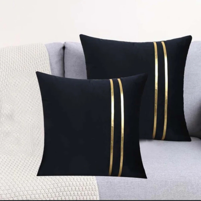 Black And Golden Velvet Cushion Cover Laser Applique Work For Specific Style/Color Sofa And Bed Decoration By Choice Now