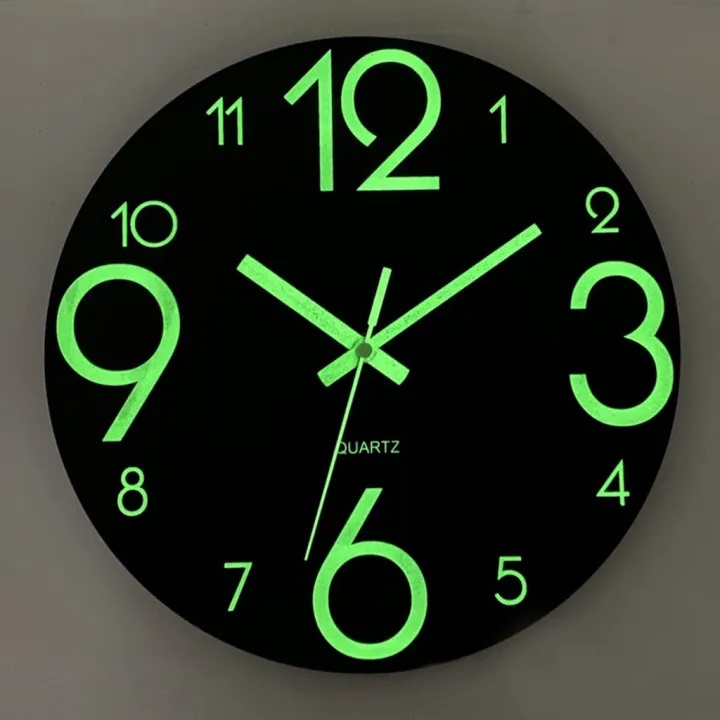 Night Light Wall Clock, Big size Glow in The Dark Wooden Wall Clock ...