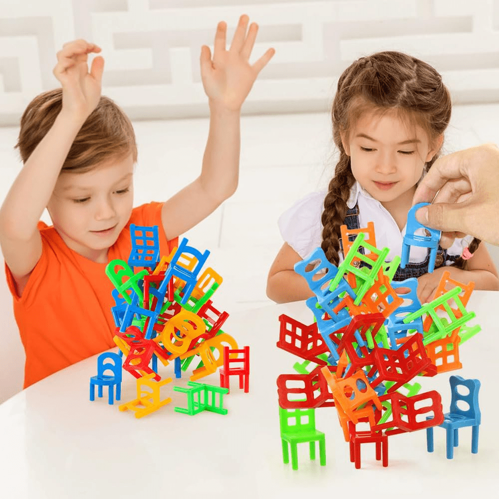 Chairs Balance Puzzle Battle Building Blocks Game – Fun Battle Stacking Toy for Kids & Family