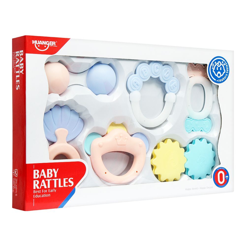 Baby Rattles Toys Set, Baby Teething Toys 0-6 Month Infant Toys Sensory Teether, Baby Toys Grab and Shake Rattles, Early Educational Newborn Chew Toys Gifts Sets for 0-12 Month Babies Boy Girl, Huanger Early Development Learning Music Toy
