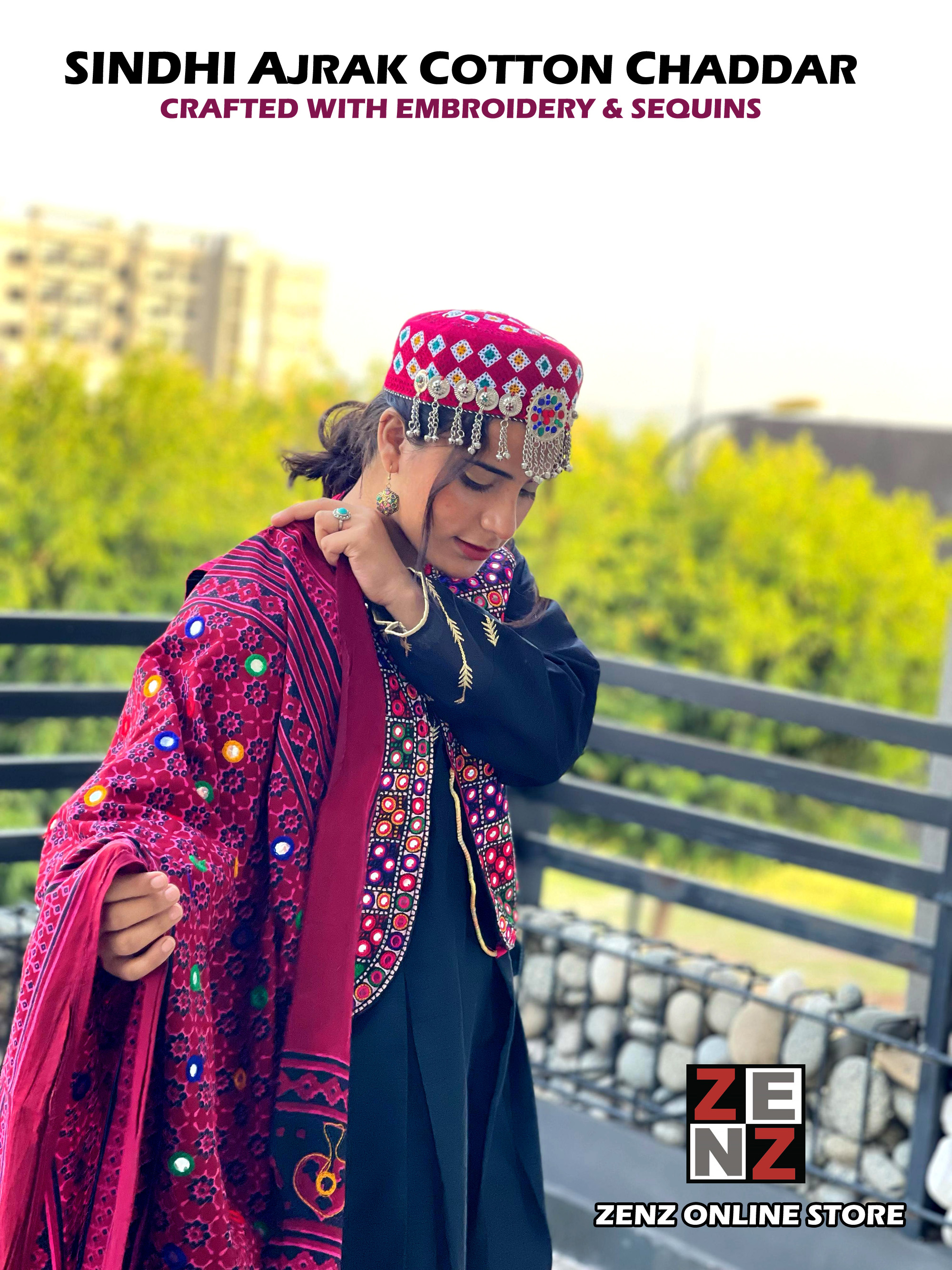 Sindhi Ajrak Shawl Online Ajrak Dress Sindhi Ajrakh Chaddar Hand