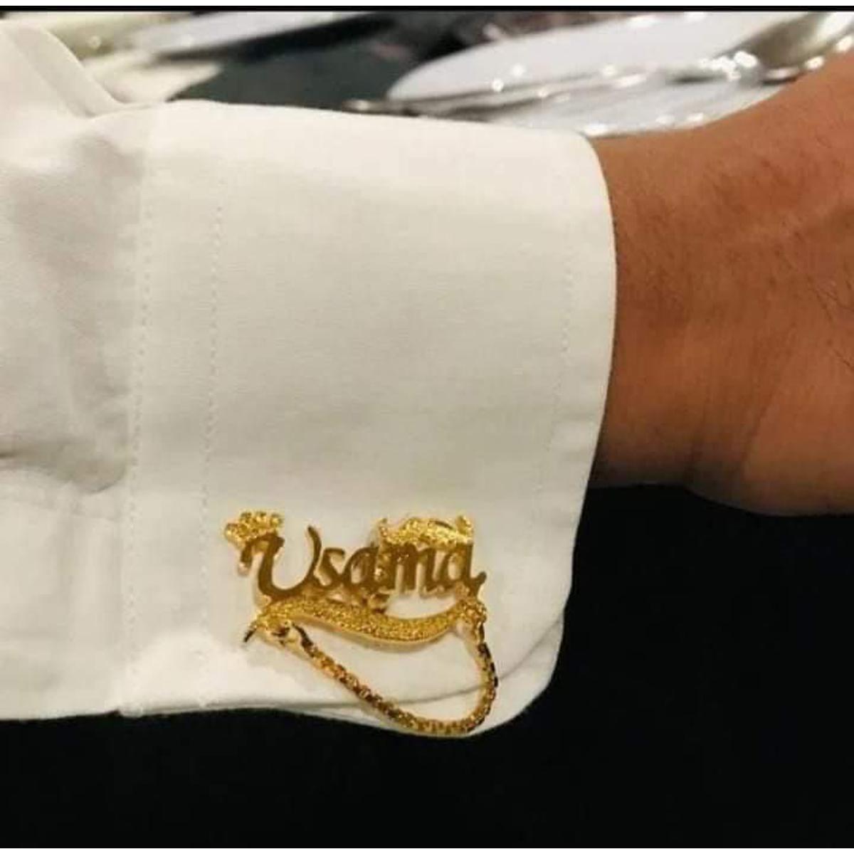 Customize Name Cufflinks Silver/Gold Color Any Name Chain Design
