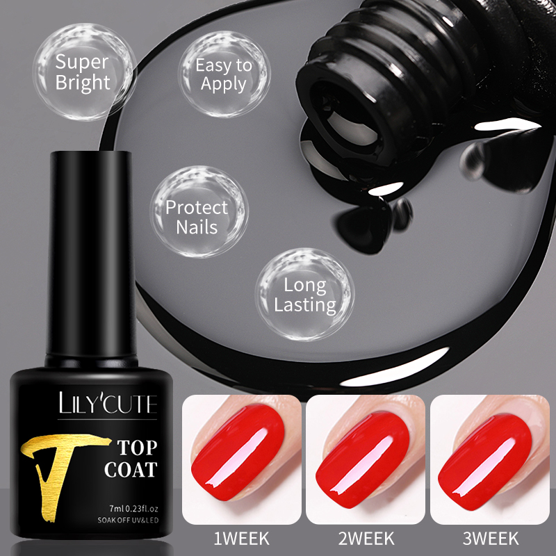 1PC LILYCUTE 7ml Base Gel & Top Coat | Matte  No Wipe | UV LED Soak Off | Long Lasting Semi Permanent Manicure Nail Polish