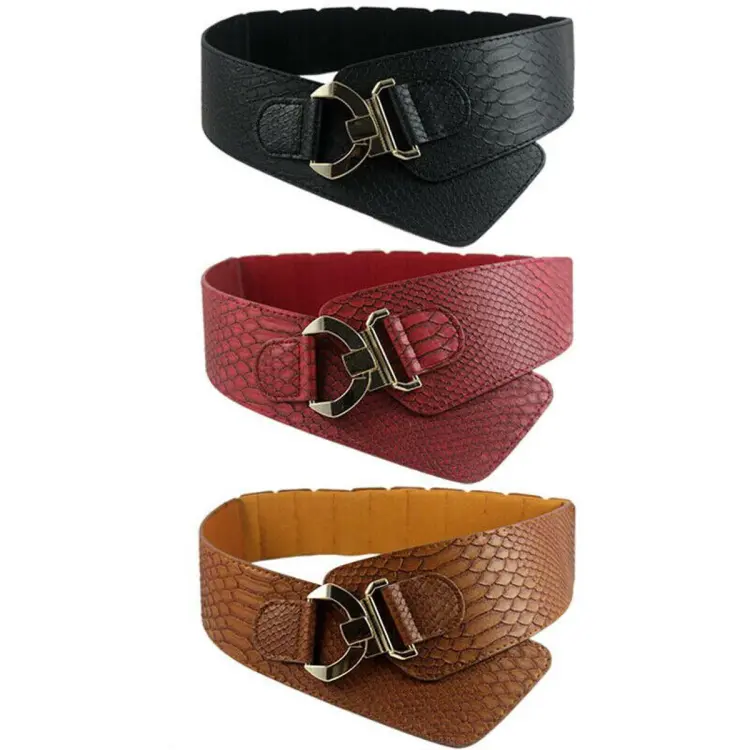 Wide Women Waist Belt Stretchy Cinch Belt Leather Elastic Belt For Ladies  Dress Decoration