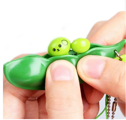 Funny Beans Squishy Squeeze Peas Edc Fidget Toys Pendants Keychain Stress Relief Ball Gadgets Kid Children Novelty Toy Fidget