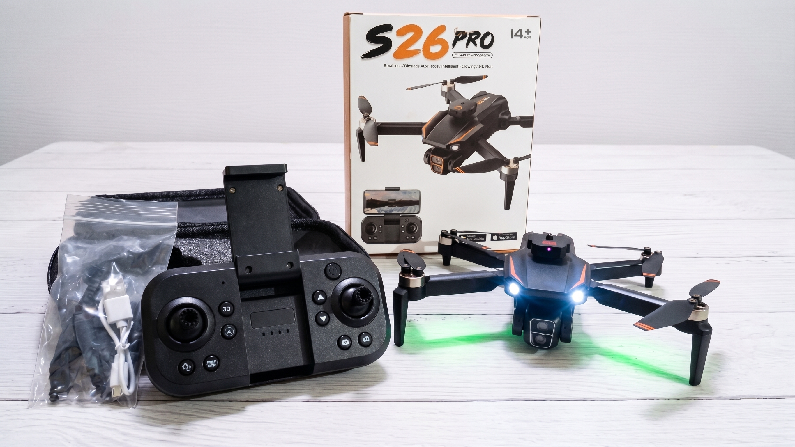 S26 Pro Drone with Dual Camera – Foldable WiFi FPV RC Quadcopter | 360 Laser Obstacle Avoidance| Brushless Motor Drone
